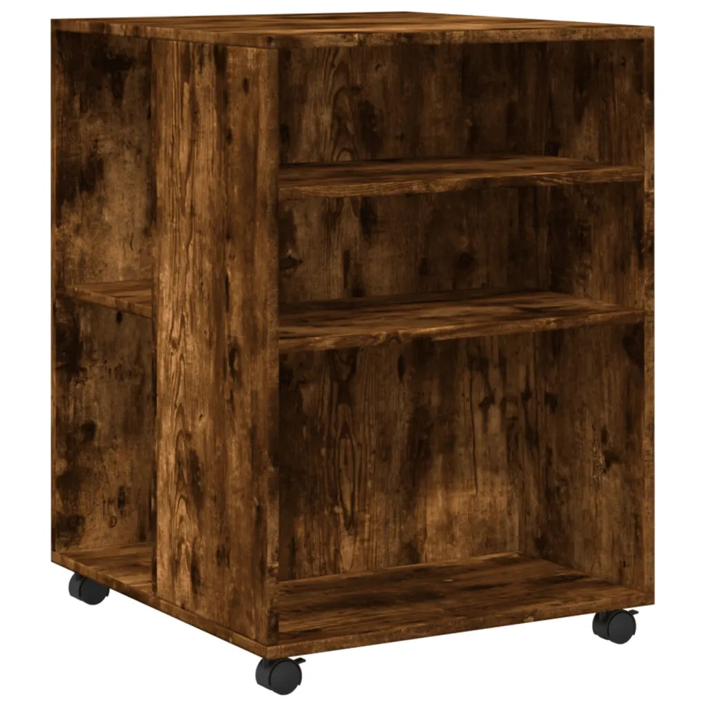 Tavolino con Ruote Rovere Fumo 55x60x78 cm in Truciolato 853159