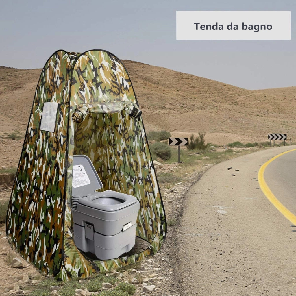 Tenda spogliatoio da esterno ad apertura istantanea Pop-up portatile per campeggio, spiaggia, doccia 120x120x190cm Verde mimetico-Tende