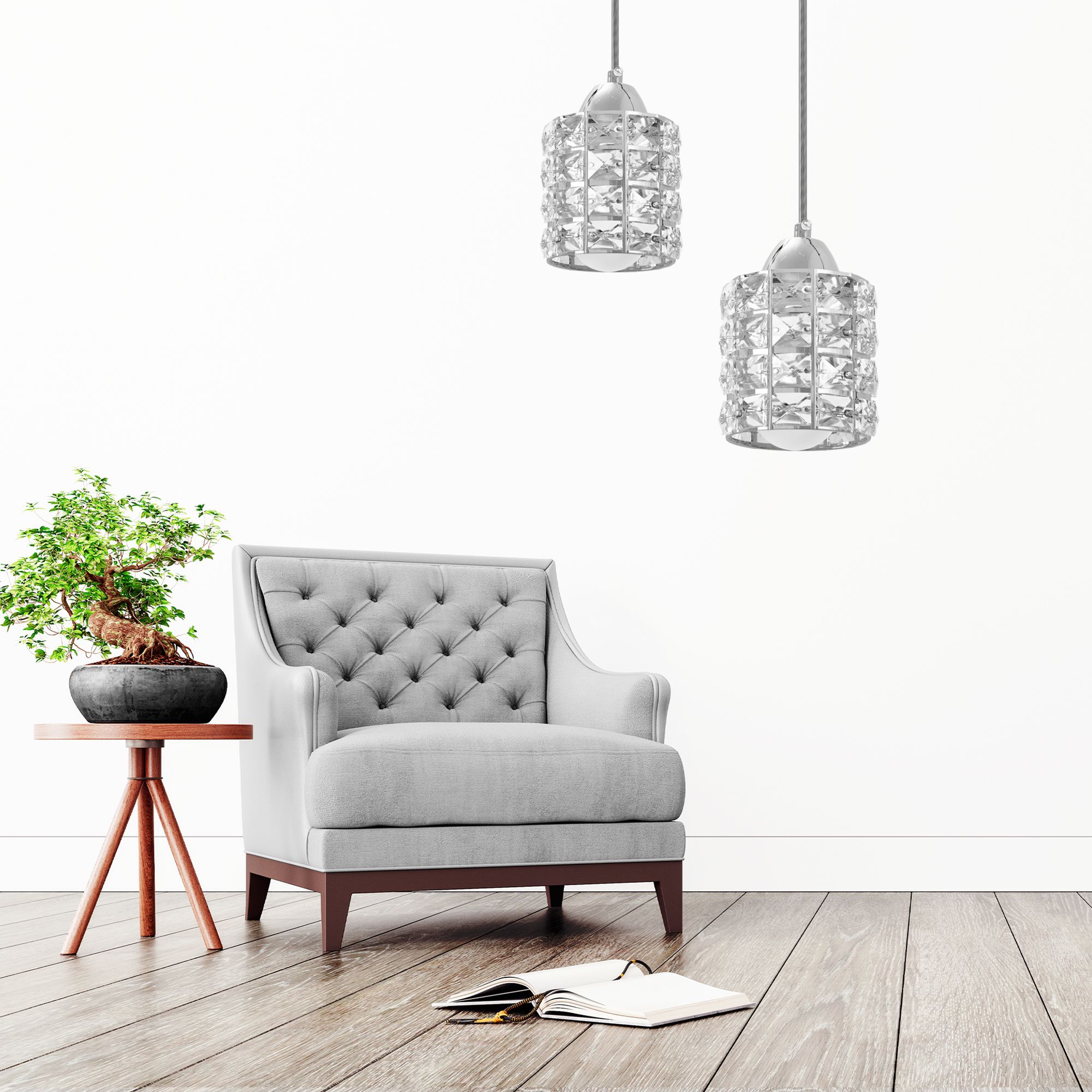 Lampada Da Soffitto Cristallo Argento APP727-1CP