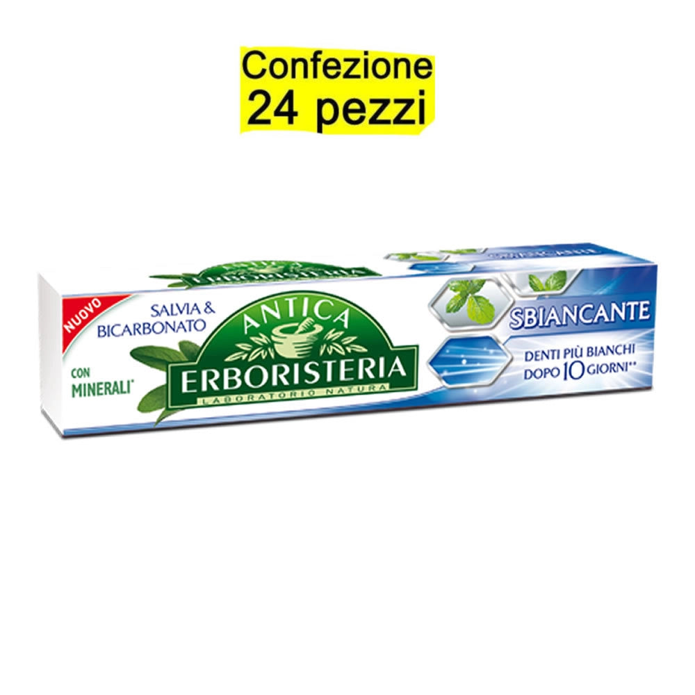 Multipack da 24 dentifricii antica erboristeria sbiancante con salvia confezioni da 75 millilitri ciascuna