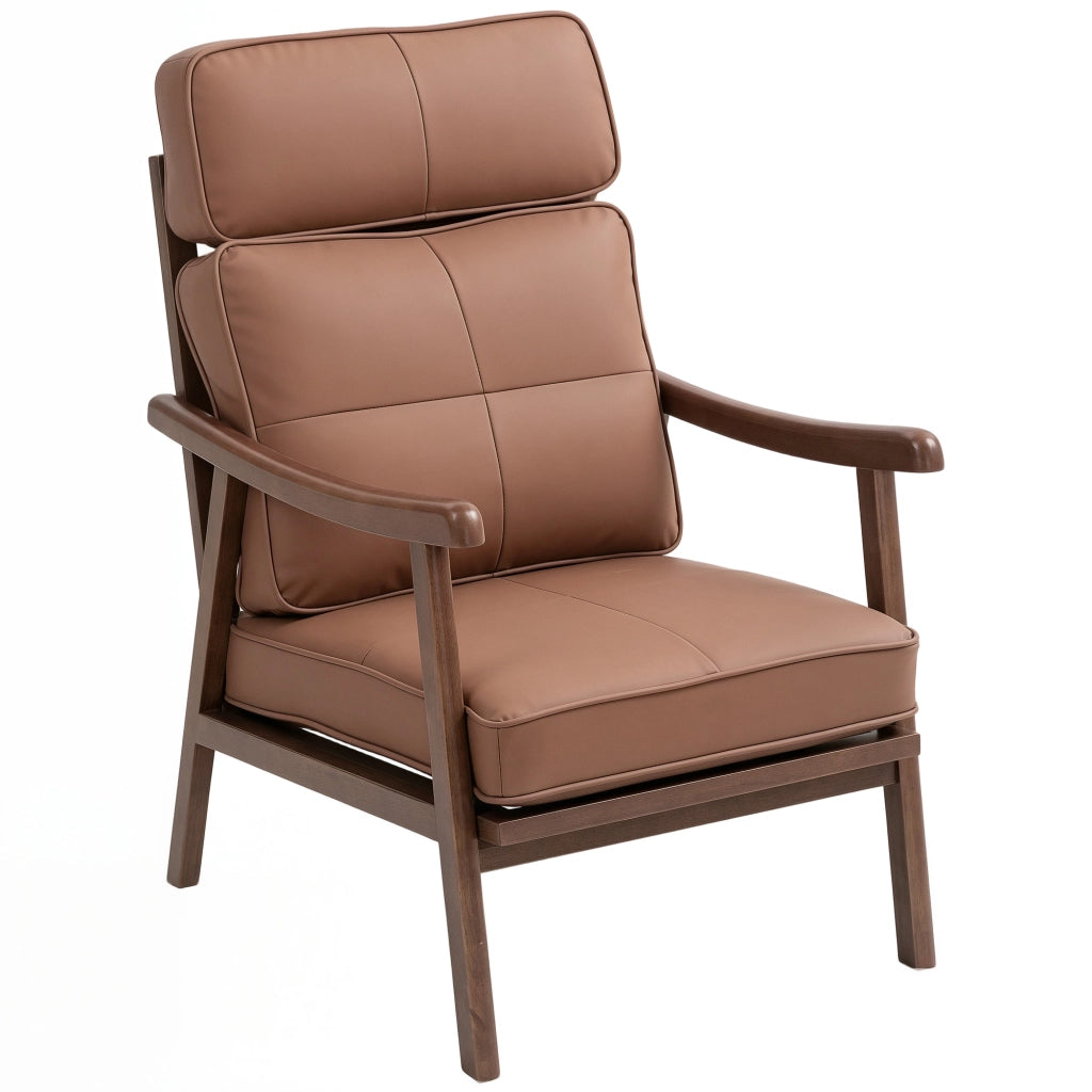 Poltrona Relax ¨C Xylo ¨C Rivestimento PU Marrone, Struttura Legno Noce, Cuscini Imbottiti
