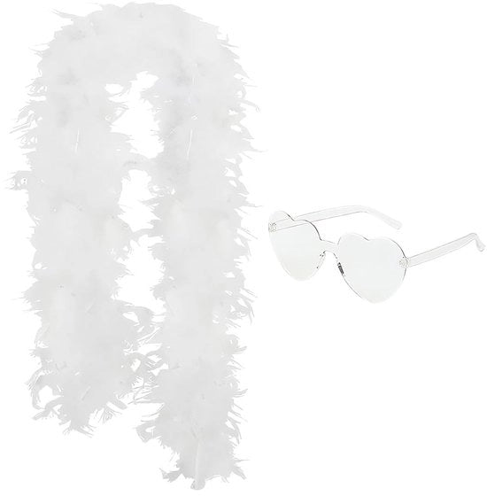 Fascia di Piume - 1,8 M - Foglie Bianche - Cappello da Sole - Decorazione per Festa - Materiale Leggero e Sostenibile
