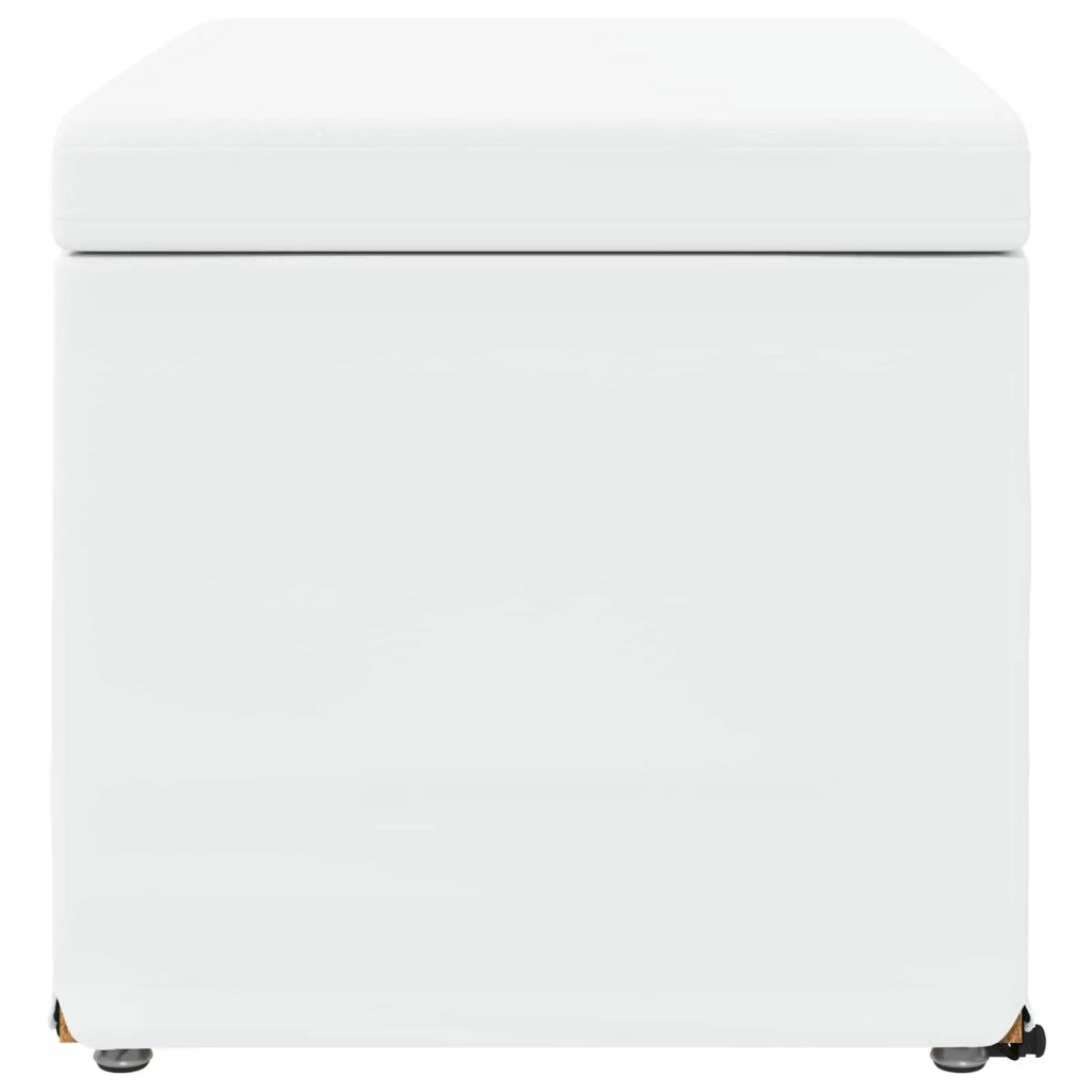 Pouf Bianco Pelle Sintetica e Legno Ingegnerizzato