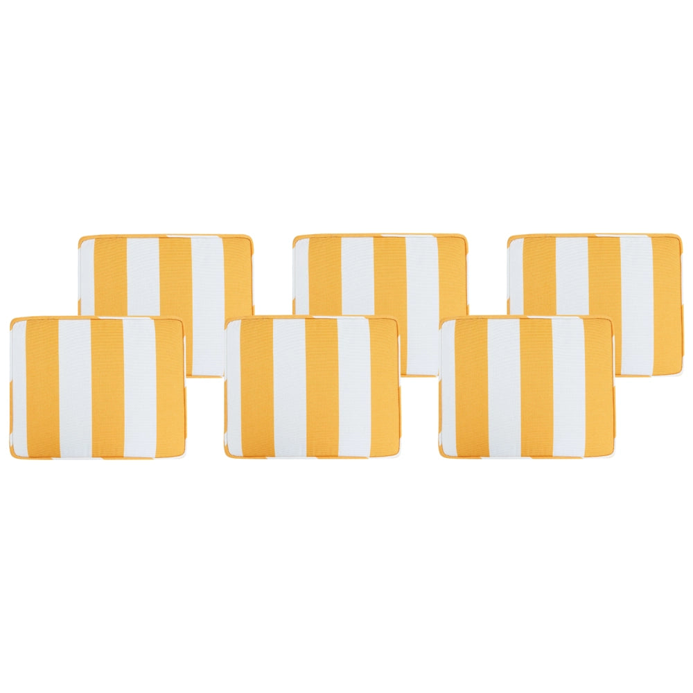 Set di 6 cuscini per sedie da esterno giallo e bianco 31 x 39 cm giardino terrazzo tessuto resistente