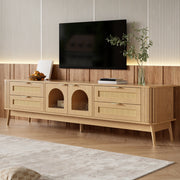 MOBILE TV con LED APP, 4 cassetti e 2 ante, 180x40x50 cm, Naturale