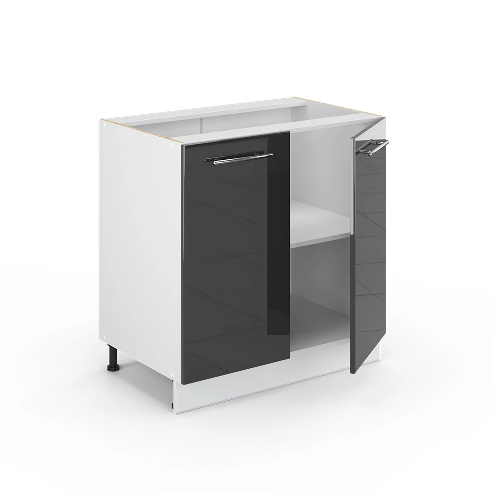 Mobile lavello cucina Fame-Line Antracite lucido/Bianco 80 cm con ripiano, senza piano di lavoro Vicco