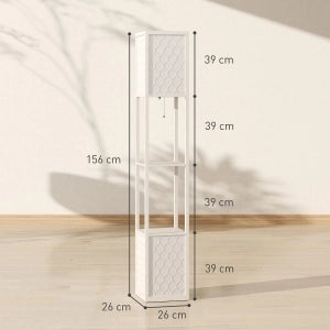 Lampada da terra moderna con 2 ripiani, interruttore a catenella, grigio chiaro