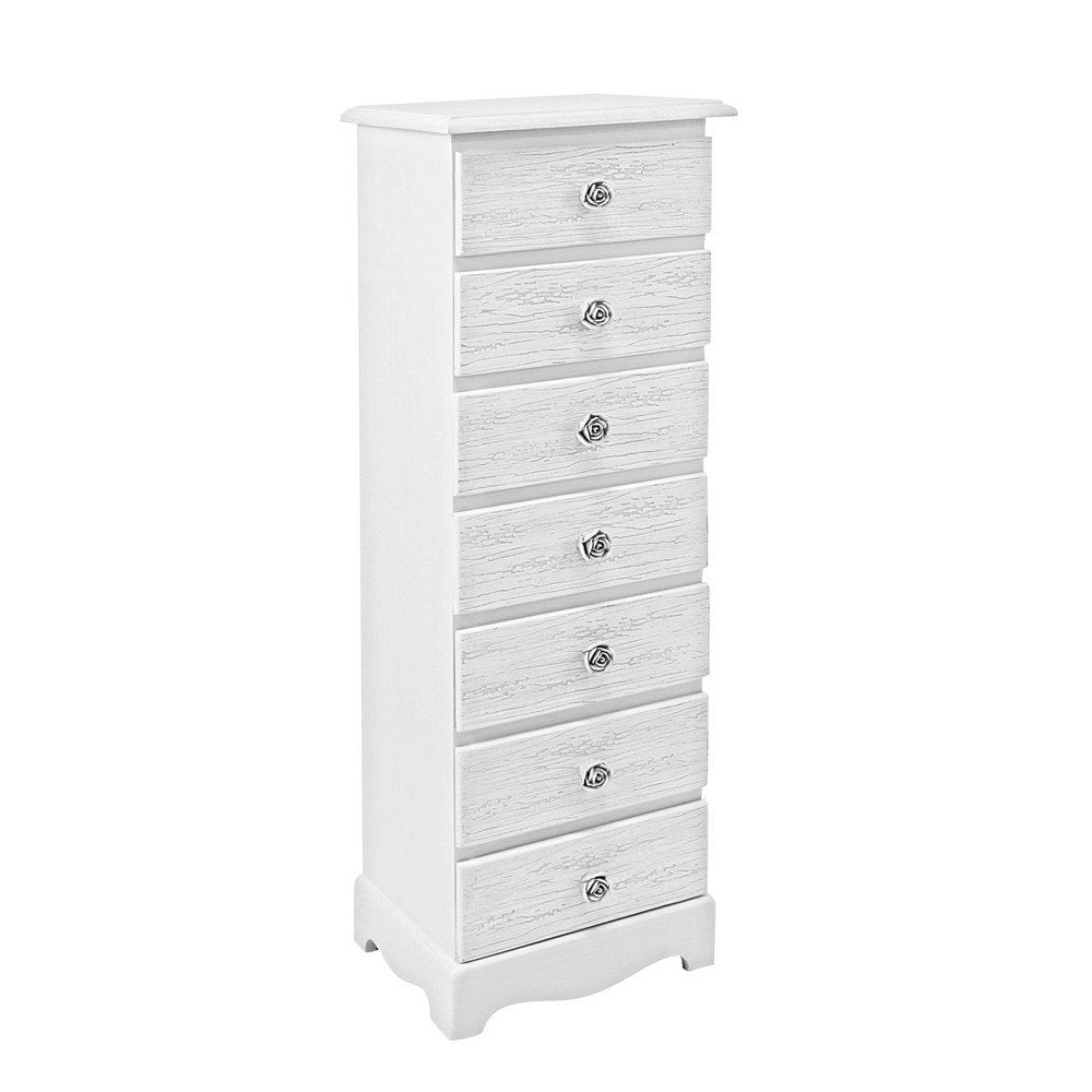 Cassettiera 7 Cassetti Legno Bianco Stile Classico da Interno - BLAINE