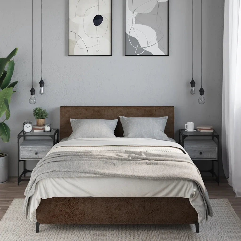 Comodini 2pz-Set di 2 Tavolino da notte Grigio Sonoma 40x40x55 cm in Legno Multistrato