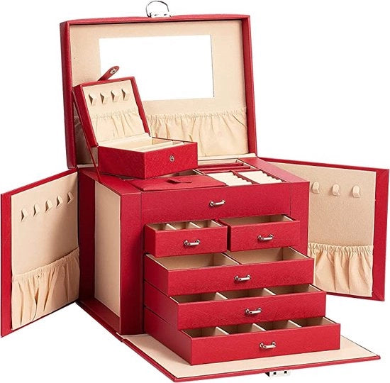 Cassettiera da Viaggio per Donna / Scatola per Oreficeria Scatola per Oreficeria / Cassetti per Oreficeria Portatile per Collane, Orecchini, Anelli - Cassettiera per Oreficeria con Cassetti