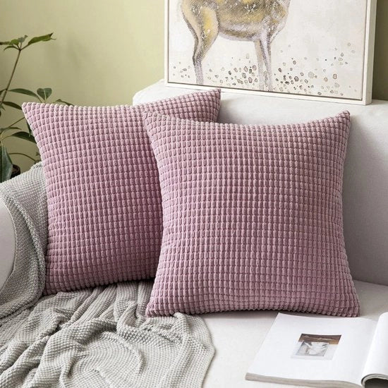 Cuscini Quadrati di Corduroy 40x40 cm in Rosso Viola per Cuscino di Banco Decorativo Set di 2 16x16 Pollici