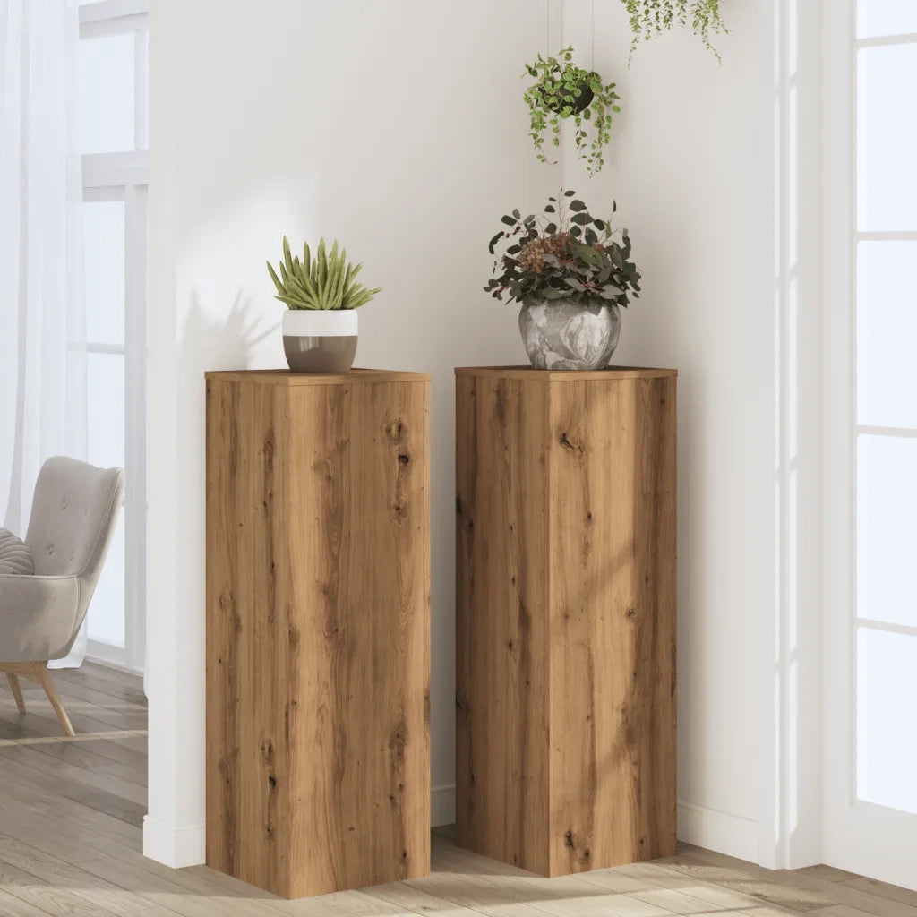 Supporti Piante 2 pz Rovere Artigianale 33x33x100cm Multistrato 3307890