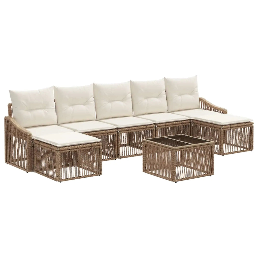 Set Divano da Giardino 8 pcs Beige polyrattan 3436095