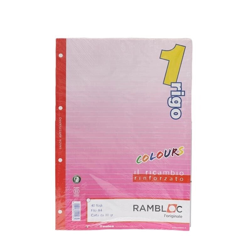 RICAMBIO RINFORZATO RAMBLOC A4 40 FOGLI 1 RIGO COLORATO