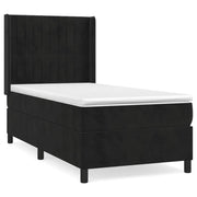 Letto singolo | Letto per adulti | Giroletto a Molle con Materasso Nero 90x200 cm in Velluto