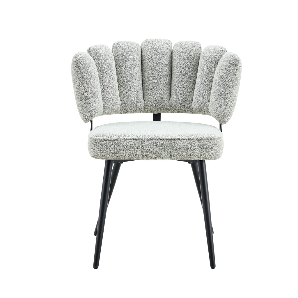 Sedia da Pranzo con Schienale a Ventaglio Ergonomico e Gambe in Metallo, in Velluto Grigio Chiaro Nero