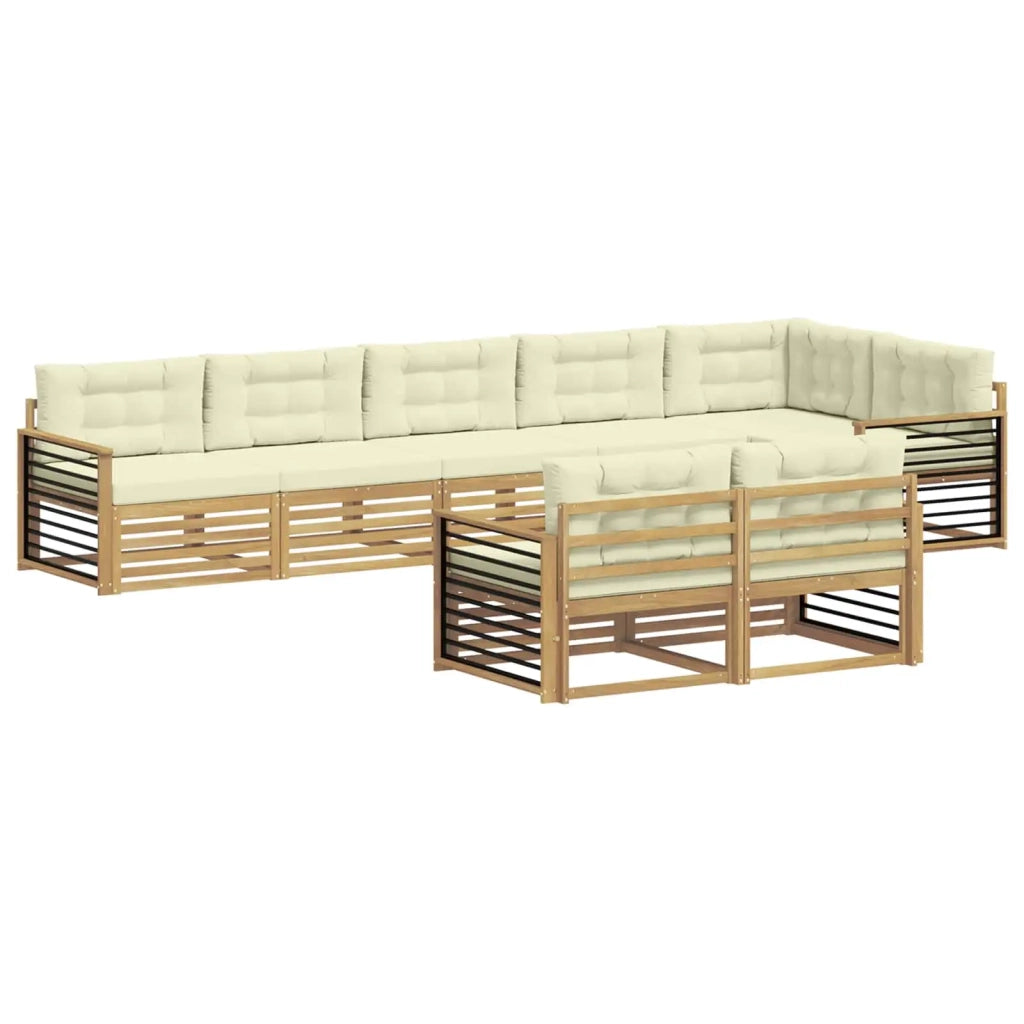 Set di divani da esterno 8 pcs Bianco e Crema Poliestere