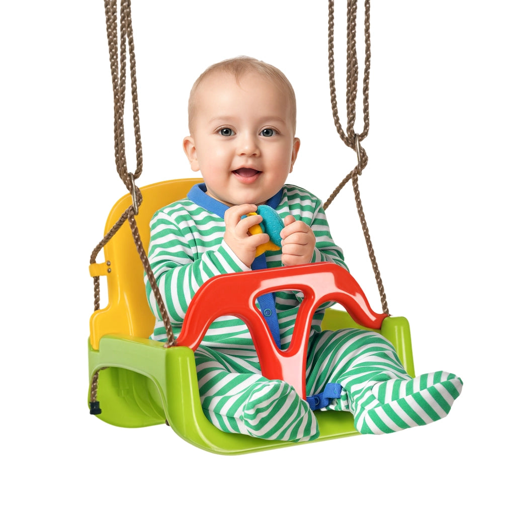 EasyComfort Altalena per Bambini 9-36 Mesi in PP e PE con Corda Regolabile e Cintura, 42x33x120-180 cm