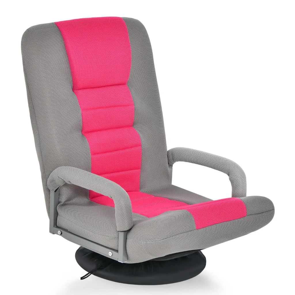 Sedia da terra pieghevole con braccioli 61 cm-87 cm x 55 cm x 75 cm schienale regolabile in 6 posizioni design ergonomico tessuto rosa 20_0012105