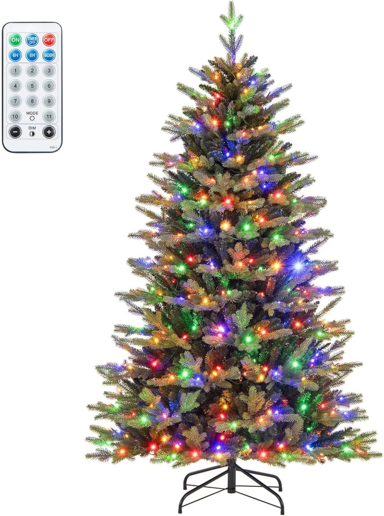 Albero di Natale 150/180/210 cm, Albero di Natale Pre-illuminato on Cerniera con 250/350 /470 Luci a LED Multicolori e Bianco Caldo, 11 Modalità di Illuminazione, 844/1168/1646 Rami (180 CM)