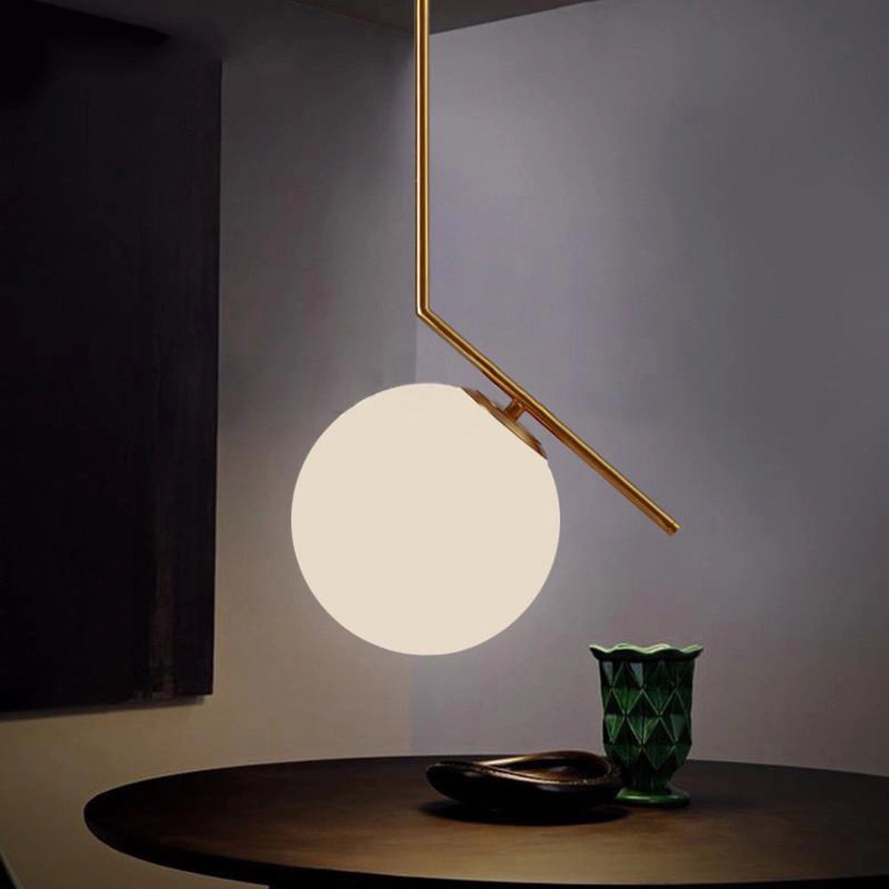 LAMPADARIO A SOSPENSIONE IN METALLO CON SFERA IN VETRO DA 20 CM CON ATTACCO PER LAMPADINE A LED G9