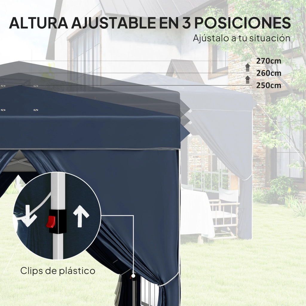 Tenda da giardino pieghevole ¨C zephmum ¨C 2.5x2.5 m blu scuro con borsa