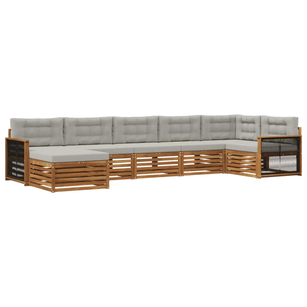 Set di divani da esterno 7 pz Naturale e Grigio Chiaro 3383624