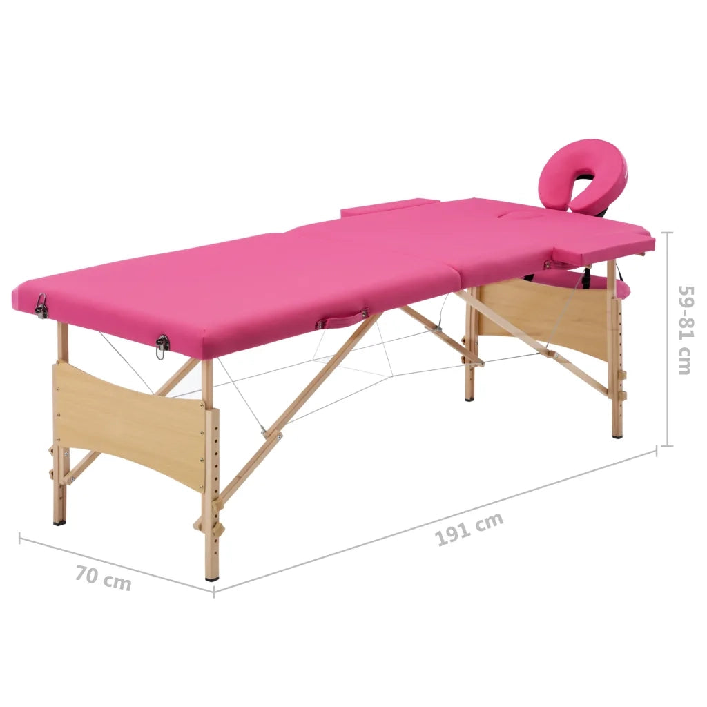 Lettino da Massaggio a 2 Sezioni in Legno Rosa CFW8569013