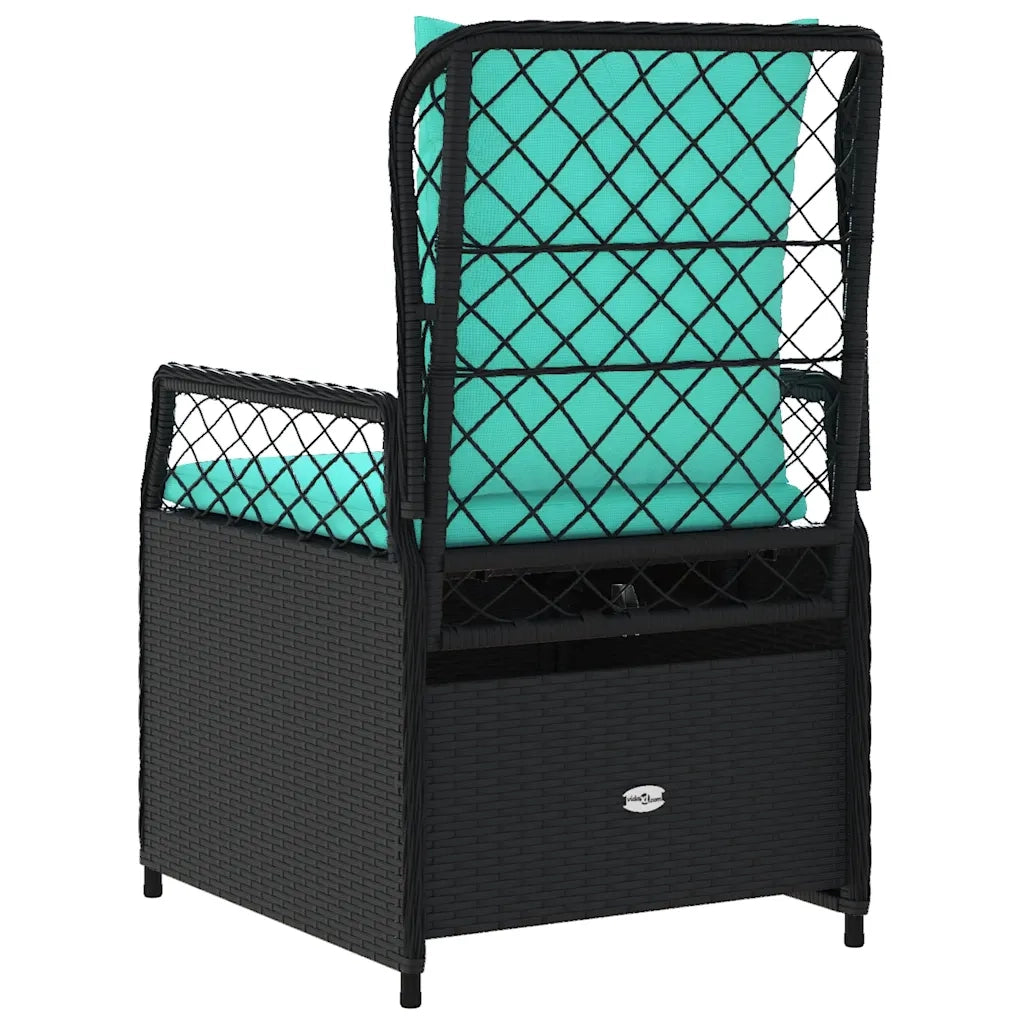 Sedie da giardino reclinabili 2 pz in Polyrattan Nero 368669