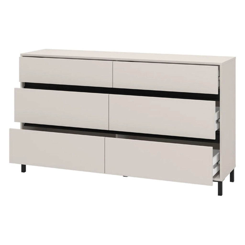 Mapello, Cassettiera 6 Cassetti, 157x40x90h cm Beige