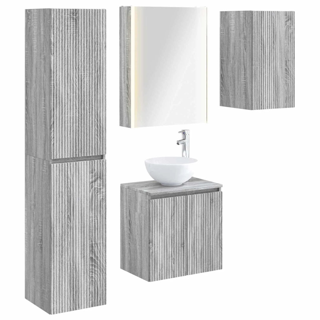 Set di Armadi da Bagno 5 pcs Sonoma grigio 53 x 15,5 x 70 cm 3407308