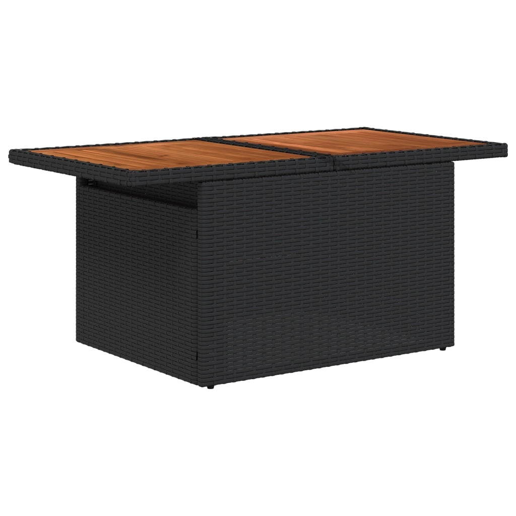 Set divano da giardino da 9 pezzi con cuscini Nero Polyrattan
