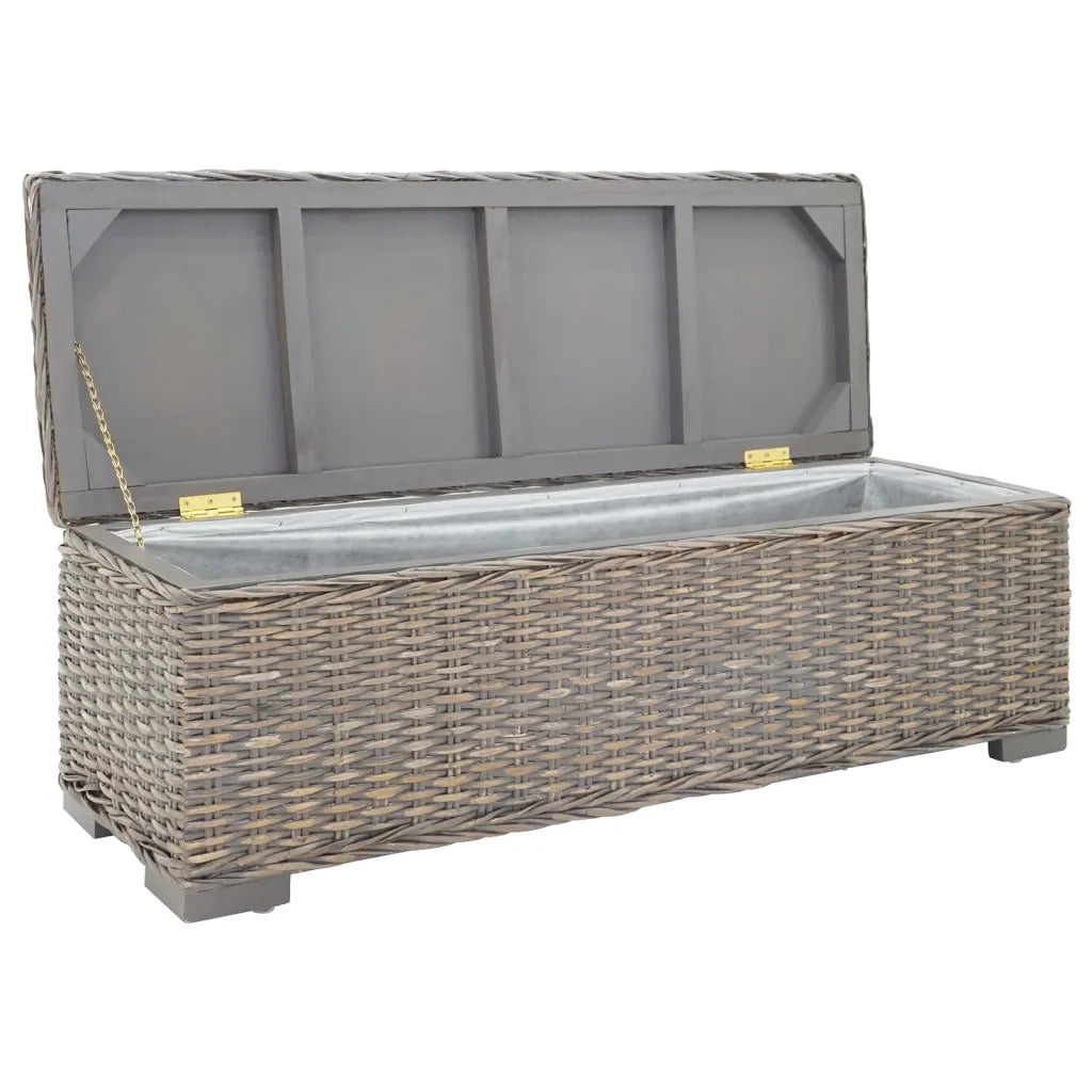 Portaoggetti Grigio 110cm Rattan Kubu Naturale e Massello Mogano 344882