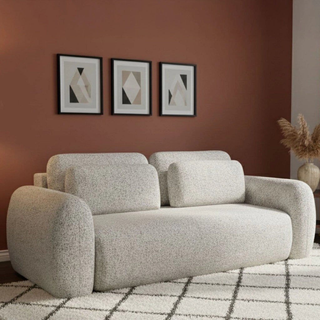 Sessame, Divano Letto 3 Posti Contenitore, 266x121 cm Beige Chiaro