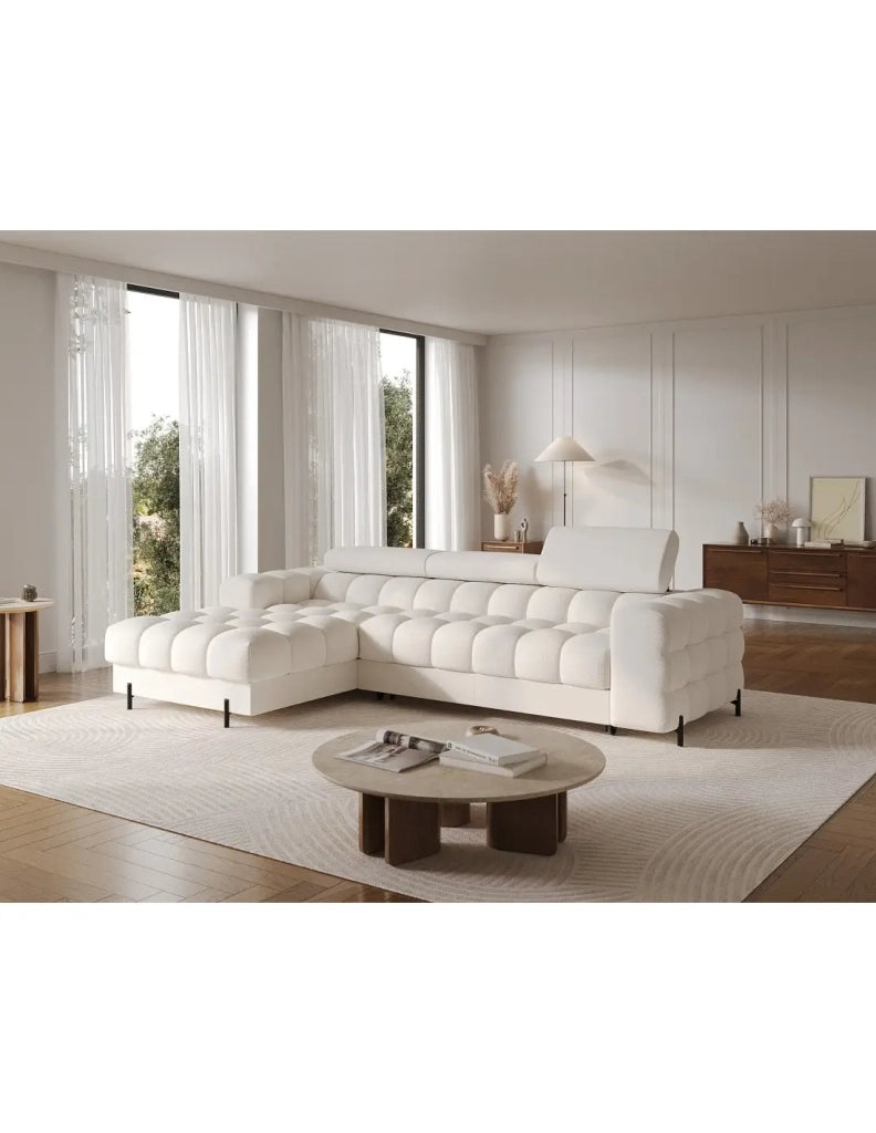 Divano ad angolo sinistro convertibile Bianco stile minimalista 285x99x181cm FILTRO