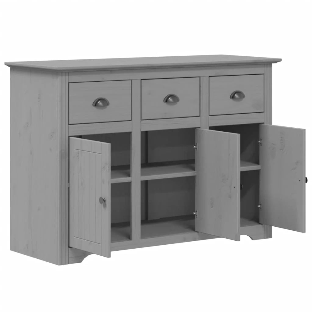 BODO 115,5 x 44 x 80 cm Mobiletto in legno massello di pino grigio cassettiera mobile contenitore organizer per cucina soggiorno salotto