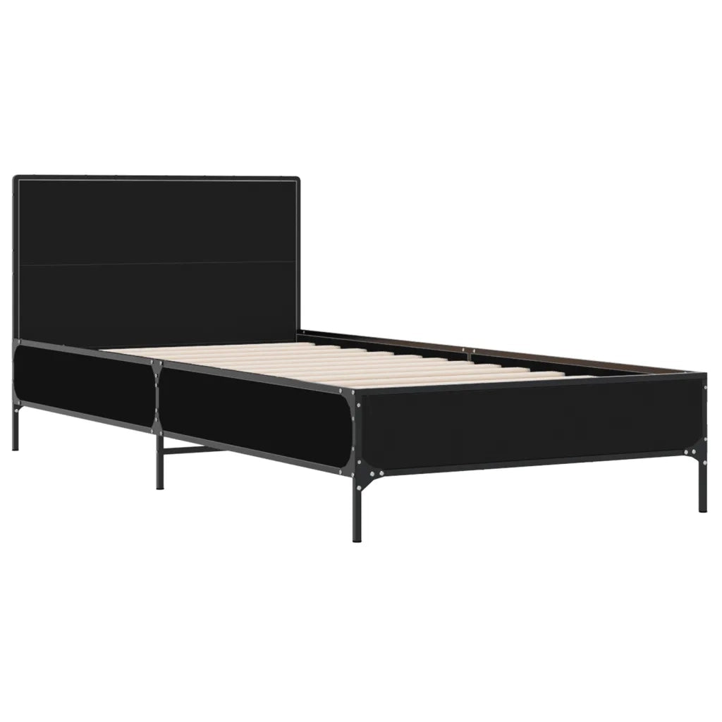 Giroletto-Struttura Letto Nero 100x200 cm in Legno Multistrato e Metallo 439761