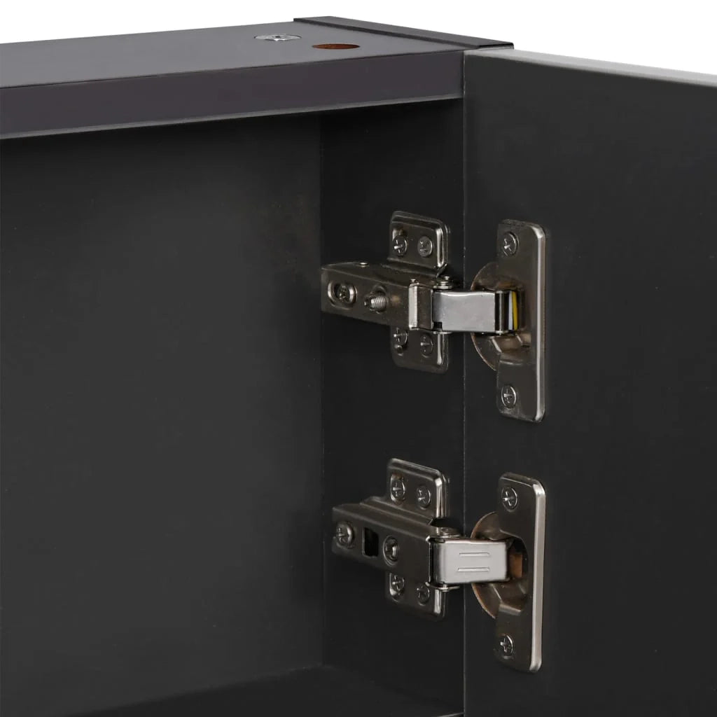 Mobiletto da bagno con specchio LED 89 x 14 x 62 cm nero 02_0006572