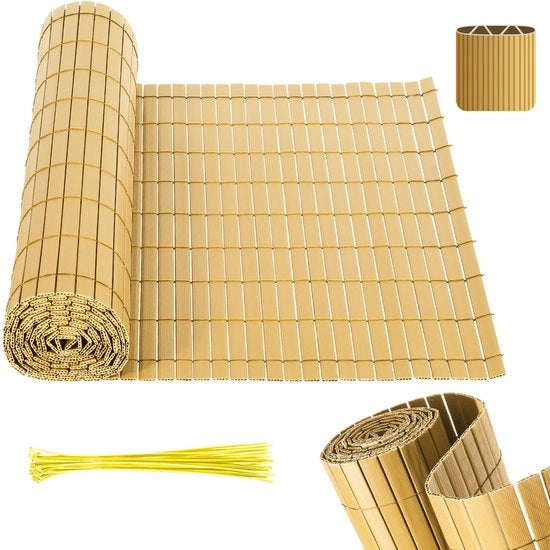 Schermo per giardino in PVC - separazione balcone e giardino - schermo per terrazza e giardino - colore bambù - 1,6x4m