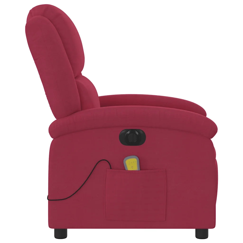 Poltrona Massaggiante | Sedia Relax Reclinabile Elettrica Rosso Vino Velluto