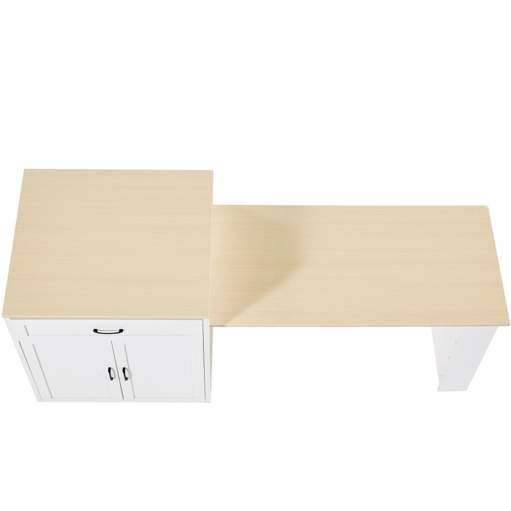 Tavolo estensibile con 1 cassetto; 2 vani chiusi; 2 nicchie aperte e ruote; per cucina e soggiorno; 133 × 70 × 93;5 cm