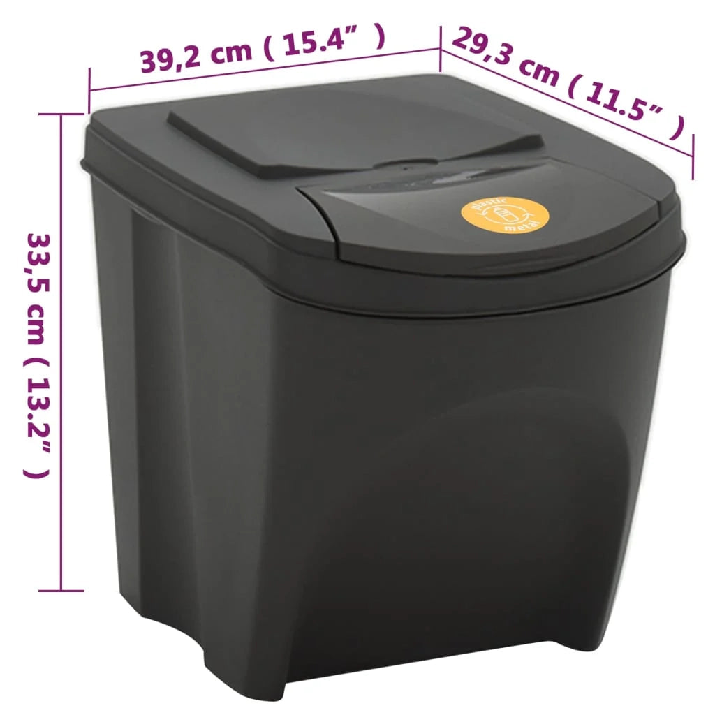 Set di 4 contenitori impilabili per rifiuti da 100 L in polipropilene grigio 02_0043895