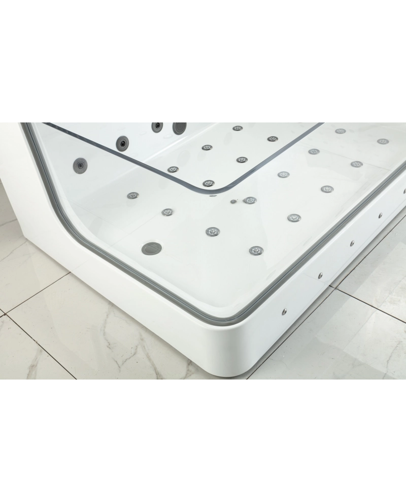 Vasca da bagno idromassaggio in vetro due posti full optional riscaldata 180x110cm Sicorage Traxy Sx