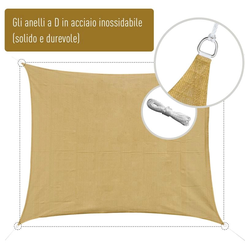 TENDA DA SOLE OMBREGGIANTE 4 X 6 MT IN COLORE SABBIA