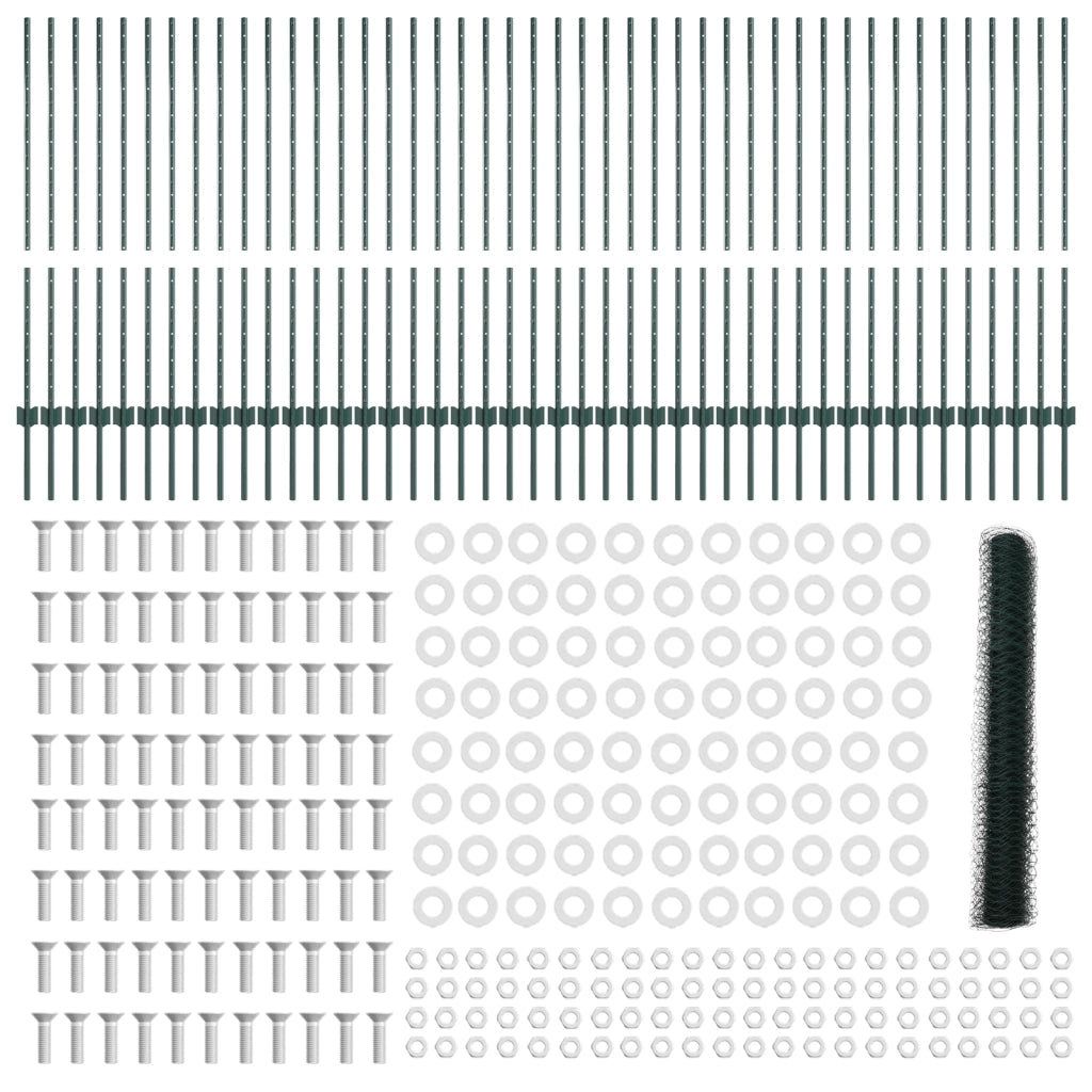 Pali per Recinzione  11 pezzi U-Channel Verde 120 cm Acciaio