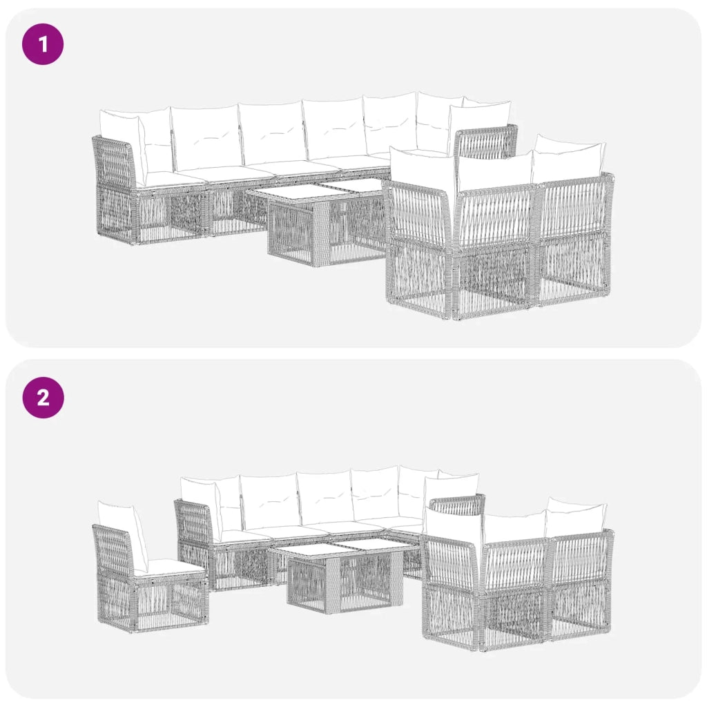 Set Divano da Giardino 8 pz Nero polyrattan 3436498