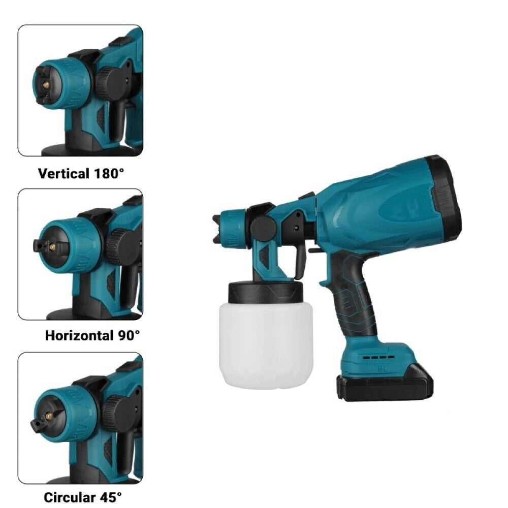Trade Shop - Pistola A Spruzzo Elettrica A Batteria Vernice 800 Ml A Doppia Batteria 18 V -