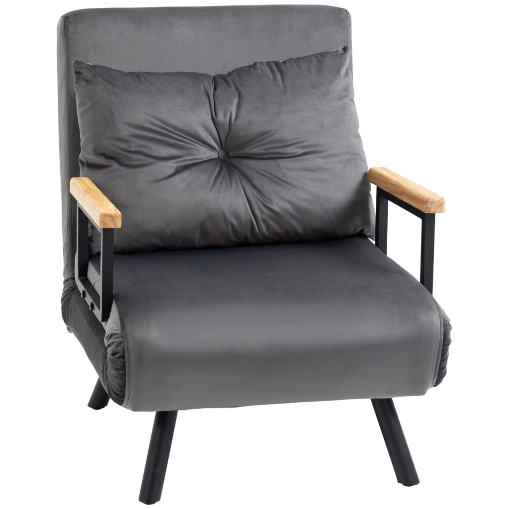 POLTRONA LETTO Reclinabile 63x73x81 cm Grigio Scuro Effetto Velluto