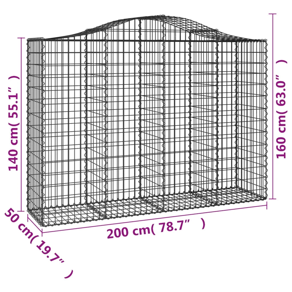 Cesti Gabbioni ad Arco 2 pz 200x50x140/160 cm Ferro Zincato 3145682