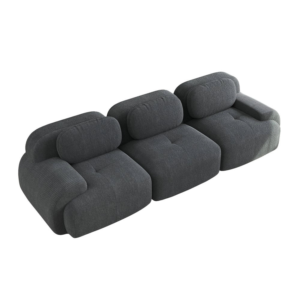 Divano 3 posti ¨C Minimal ¨C grigio, tessuto, braccioli imbottiti, senza montaggio